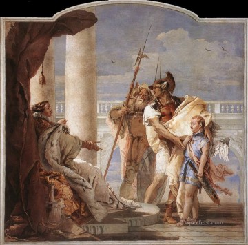  Dressed Oil Painting - Villa Valmarana Aeneas Introducing Cupid Dressed as Ascanius to Dido Giovanni Battista Tiepolo